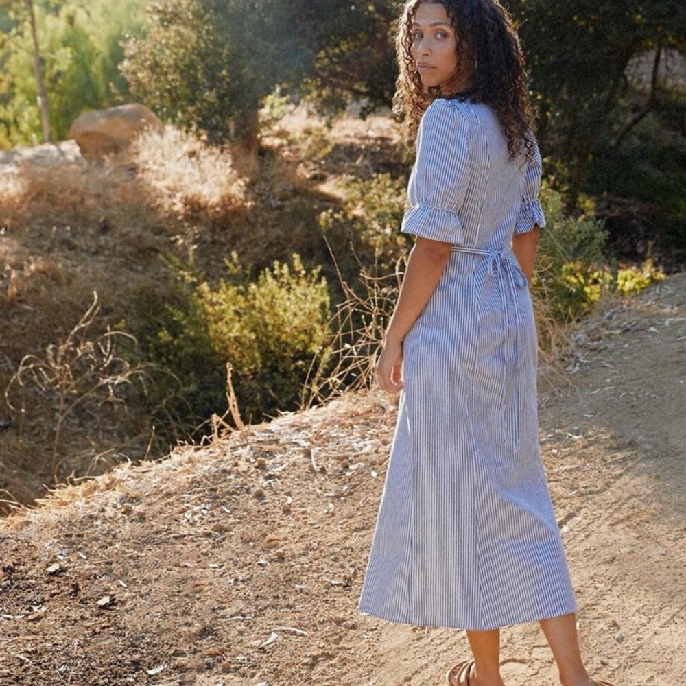 Christy Dawn The Lennon Dress In Pewter Stripe XS *flawed gem*